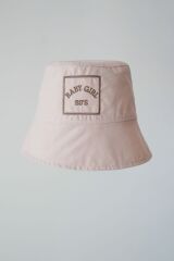 Poplin Bucket Şapka Nakışlı Bej
