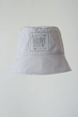 Poplin Bucket Şapka Nakışlı Gri