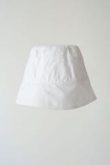 Poplin Bucket Şapka Nakışlı Beyaz